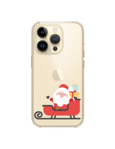 Coque iPhone 14 Pro Père Noël et son Traineau transparente - Nico