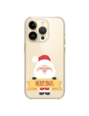 Coque iPhone 14 Pro Père Noël Merry Christmas transparente - Nico