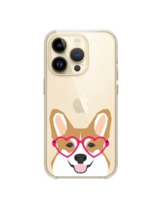 Cover iPhone 14 Pro Cane Buffo Occhiali Cuori Trasparente...
