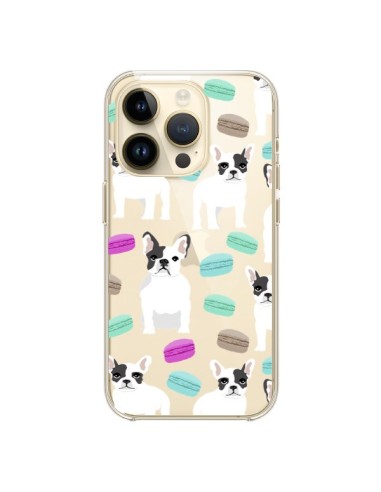 Coque iPhone 14 Pro Chiens Bulldog Français Macarons Transparente - Pet Friendly
