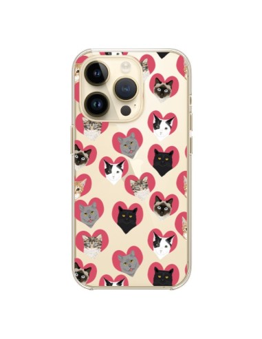 iPhone 14 Pro Case Cat Hearts Clear - Pet Friendly
