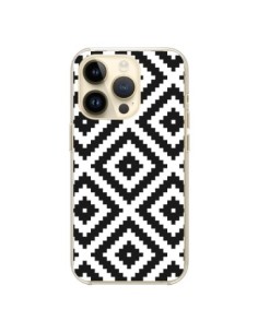 Coque iPhone 14 Pro Diamond Chevron Black and White -...