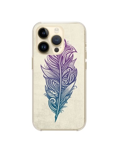 Coque iPhone 14 Pro Feather Plume Arc En Ciel - Rachel Caldwell