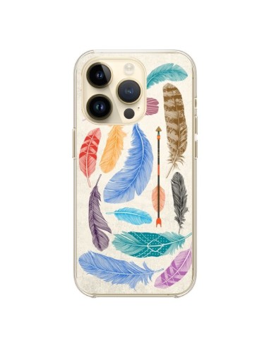 Coque iPhone 14 Pro Feather Plumes Multicolores - Rachel Caldwell