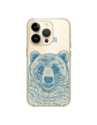 Coque iPhone 14 Pro I Love You Bear Ours Ourson Transparente - Rachel Caldwell