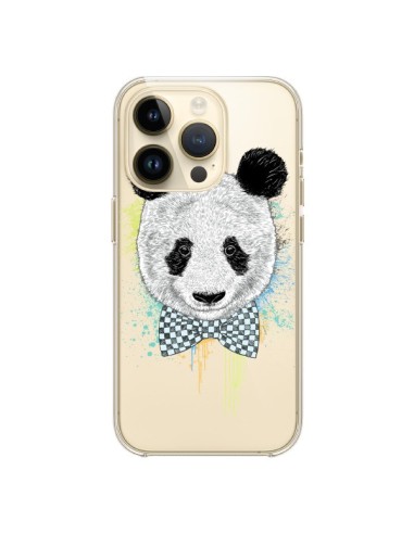 Coque iPhone 14 Pro Panda Noeud Papillon Transparente - Rachel Caldwell