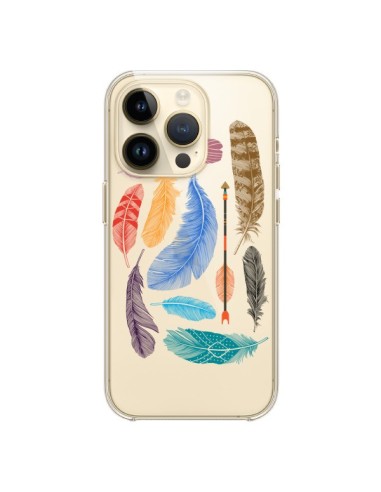 Cover iPhone 14 Pro Piuma Colorata Trasparente - Rachel Caldwell