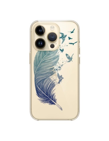 Coque iPhone 14 Pro Plume Feather Fly Away Transparente - Rachel Caldwell