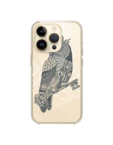 Coque iPhone 14 Pro Owl King Chouette Hibou Roi Transparente - Rachel Caldwell