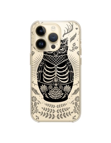 Coque iPhone 14 Pro Owl Chouette Hibou Squelette Transparente - Rachel Caldwell