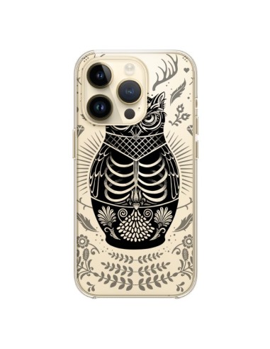 Cover iPhone 14 Pro Owl Gufo Scheletro Trasparente - Rachel Caldwell