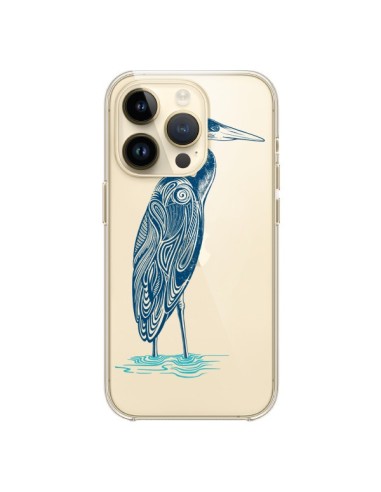 Cover iPhone 14 Pro Heron Blu Uccello Trasparente - Rachel Caldwell