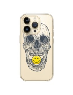 Coque iPhone 14 Pro Tête de Mort Smiley Transparente -...