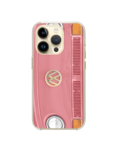 Coque iPhone 14 Pro Groovy Van Hippie VW Rose - R Delean