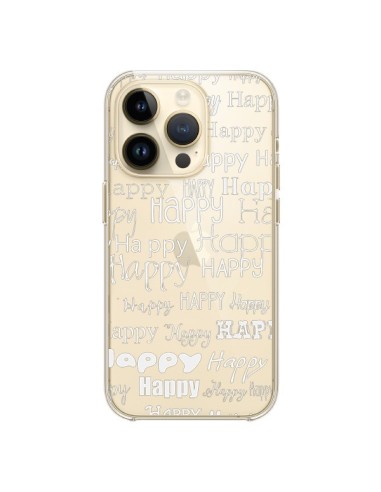 Cover iPhone 14 Pro Happy Felice Bianco Trasparente - R Delean