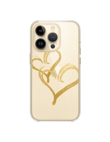 Coque iPhone 14 Pro Deux Coeurs Love Amour Transparente - Sylvia Cook