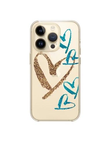 Coque iPhone 14 Pro Coeurs Heart Love Amour Transparente - Sylvia Cook