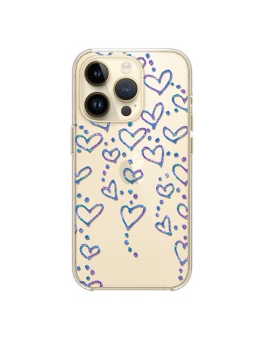 Coque iPhone 14 Pro Floating hearts coeurs flottants Transparente - Sylvia Cook