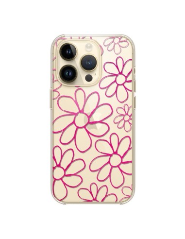 Coque iPhone 14 Pro Flower Garden Pink Fleur Transparente - Sylvia Cook