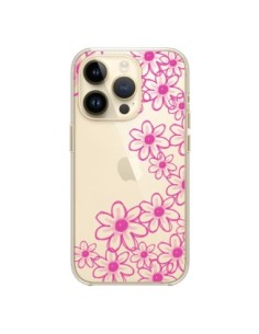 Coque iPhone 14 Pro Pink Flowers Fleurs Roses...