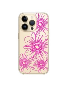Cover iPhone 14 Pro Fiori Primaverili Rosa Trasparente -...