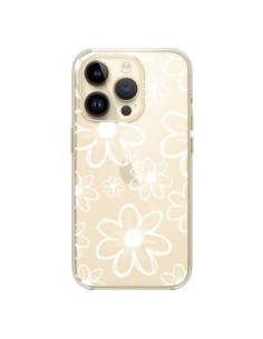 Coque iPhone 14 Pro Mandala Blanc White Flower...