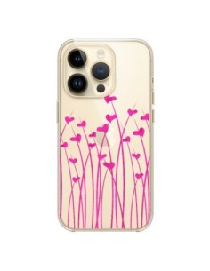 Cover iPhone 14 Pro Amore in Rosa Fiori Trasparente -...