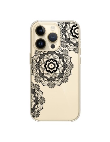 Coque iPhone 14 Pro Triple Mandala Noir Black Transparente - Sylvia Cook