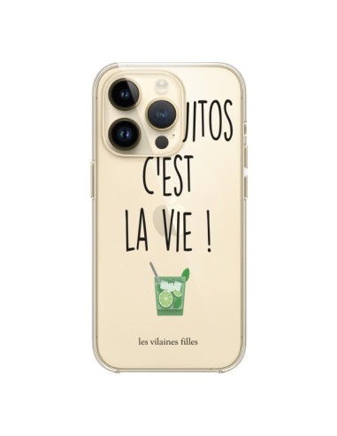 Coque iPhone 14 Pro Les Mojitos, c'est la vie Transparente - Les Vilaines Filles