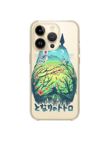 Cover iPhone 14 Pro Totoro Manga Fiori Trasparente - Victor Vercesi