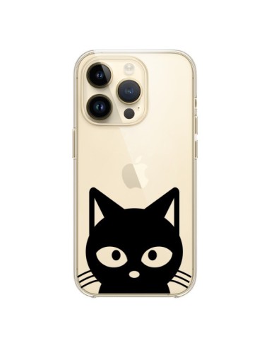 Coque iPhone 14 Pro Tête Chat Noir Cat Transparente - Yohan B.