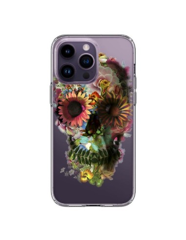 iPhone 14 Pro Max Case Skull Flowers Clear - Ali Gulec