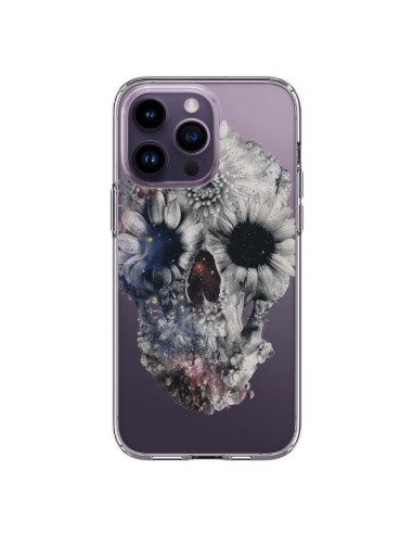 Coque iPhone 14 Pro Max Floral Skull Tête de Mort Transparente - Ali Gulec