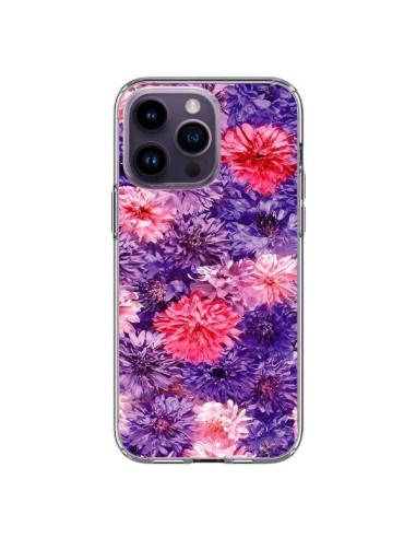 Coque iPhone 14 Pro Max Fleurs Violettes Flower Storm - Asano Yamazaki