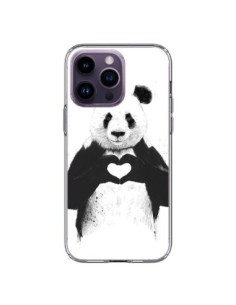 Coque iPhone 14 Pro Max Panda Amour All you need is love...