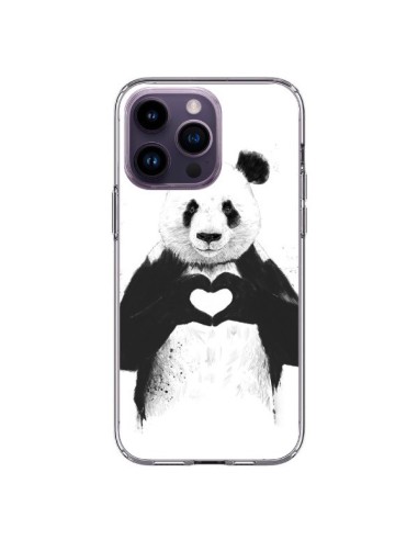 Coque iPhone 14 Pro Max Panda Amour All you need is love - Balazs Solti