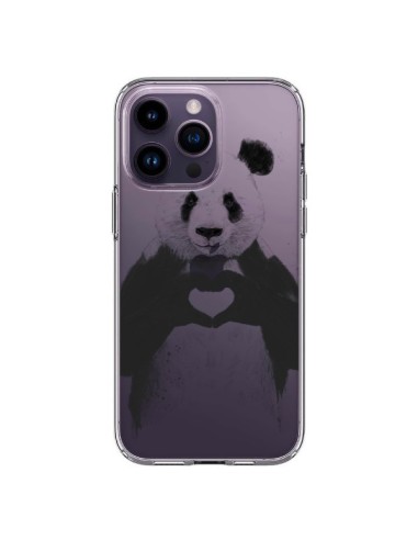 Coque iPhone 14 Pro Max Panda All You Need Is Love Transparente - Balazs Solti