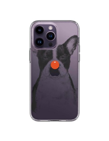 Coque iPhone 14 Pro Max Clown Bulldog Dog Chien Transparente - Balazs Solti