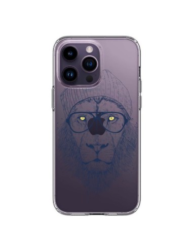 Coque iPhone 14 Pro Max Cool Lion Swag Lunettes Transparente - Balazs Solti