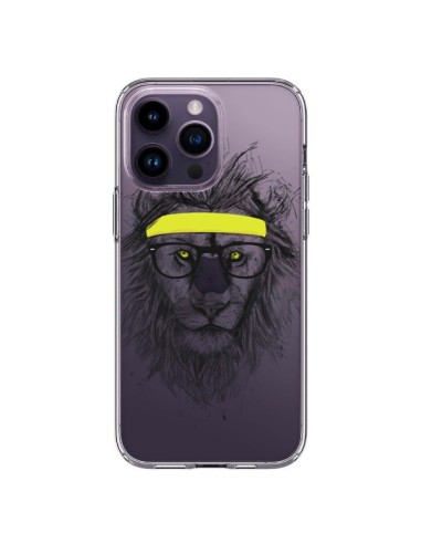Coque iPhone 14 Pro Max Hipster Lion Transparente - Balazs Solti