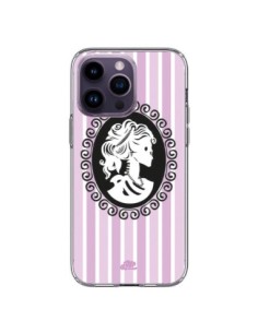 Coque iPhone 14 Pro Max Camée Squelette Rose et Bleue -...
