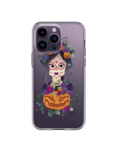 Coque iPhone 14 Pro Max Femme Closed Eyes Santa Muerte Transparente - Chapo