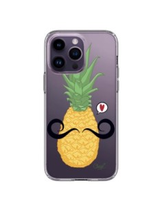 Coque iPhone 14 Pro Max Ananas Moustache Transparente -...