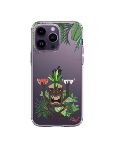 Coque iPhone 14 Pro Max Tiki Thailande Jungle Bois Transparente - Chapo