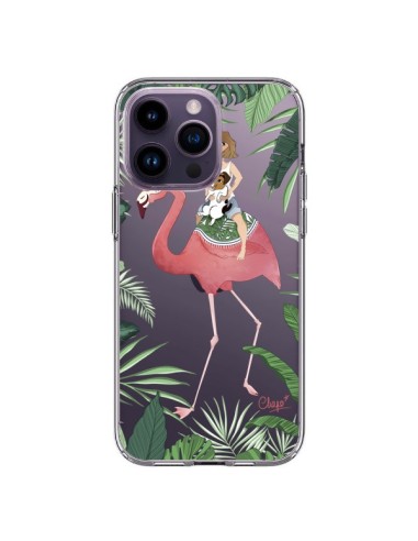 Coque iPhone 14 Pro Max Lolo Love Flamant Rose Chien Transparente - Chapo