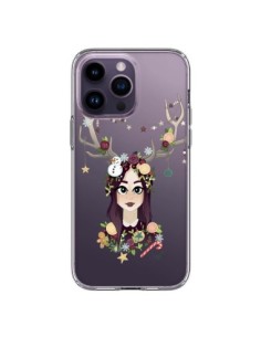 Cover iPhone 14 Pro Max Donna Natale Legno Cervo...