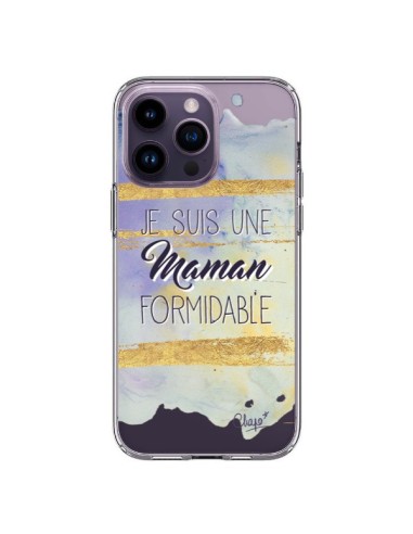 Coque iPhone 14 Pro Max Je suis une Maman Formidable Violet Transparente - Chapo