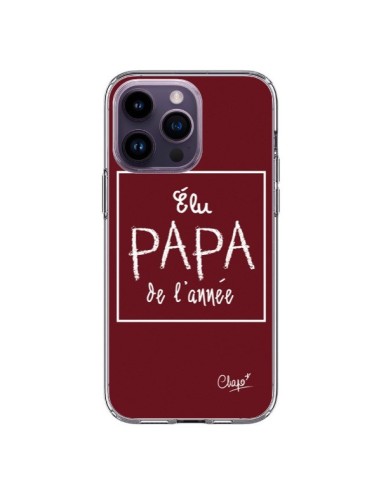 Coque iPhone 14 Pro Max Elu Papa de l'Année Rouge Bordeaux - Chapo