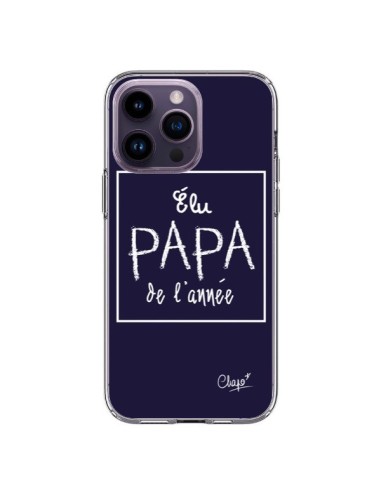 Coque iPhone 14 Pro Max Elu Papa de l'Année Bleu Marine - Chapo