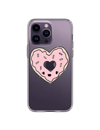 Cover iPhone 14 Pro Max Ciambella Cuore Rosa Trasparente - Claudia Ramos